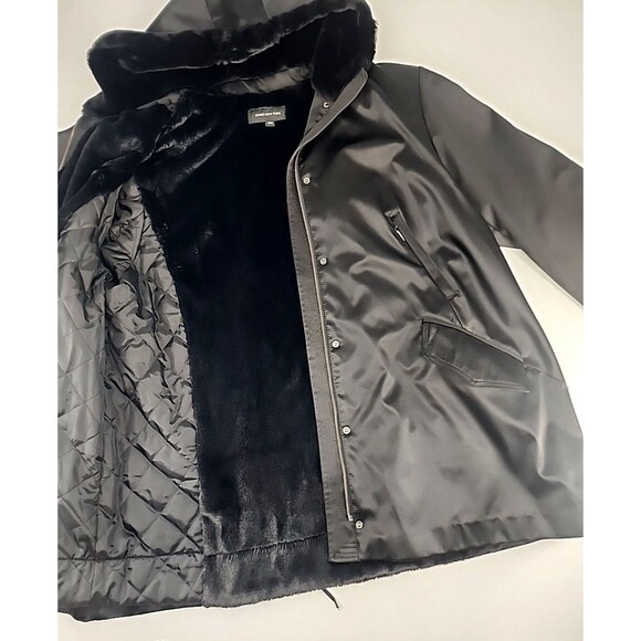 Jones New York Size 3XL | Black Faux Fur Lined Hooded Winter Parka Jacket Warm - Picture 4 of 7